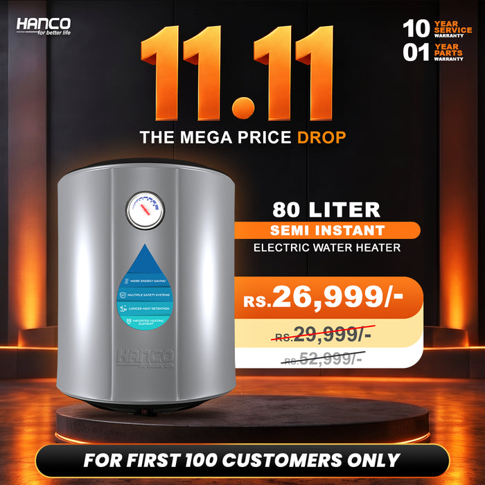 Semi Instant Electric Water Heater - 80 Liters Body Size - Smart Electric Geyser