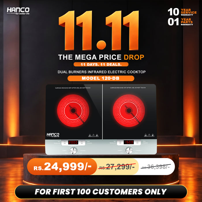 Model 120-DB Dual Burners Infrared Electric Cooktop/ Electric Stove