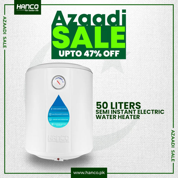 Semi Instant Electric Water Heater - 50 Liters Body Size - Smart Electric Geyser