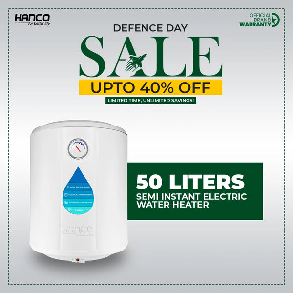 Semi Instant Electric Water Heater - 50 Liters Body Size - Smart Electric Geyser