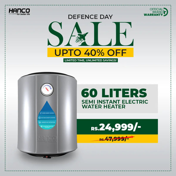 Semi Instant Electric Water Heater - 60 Liters Body Size - Smart Electric Geyser