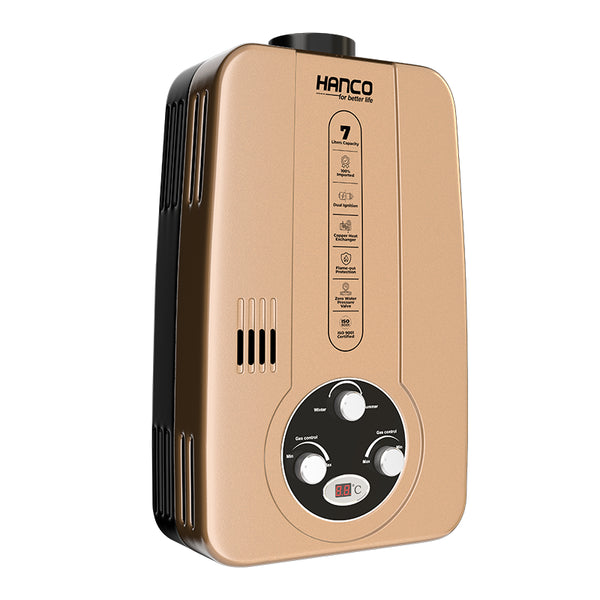 Hanco 7 Liters Instant Water Heater - Model 710IN Dual Ignition - Gas Geyser ( Website Exclusive Model- Limited Stock)