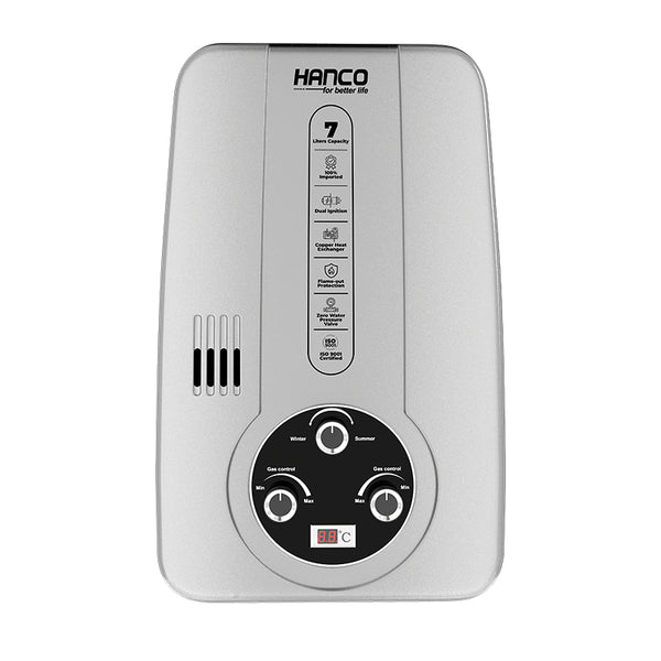 Hanco 7 Liters Instant Water Heater - Model 710LIS Dual Ignition - Gas Geyser