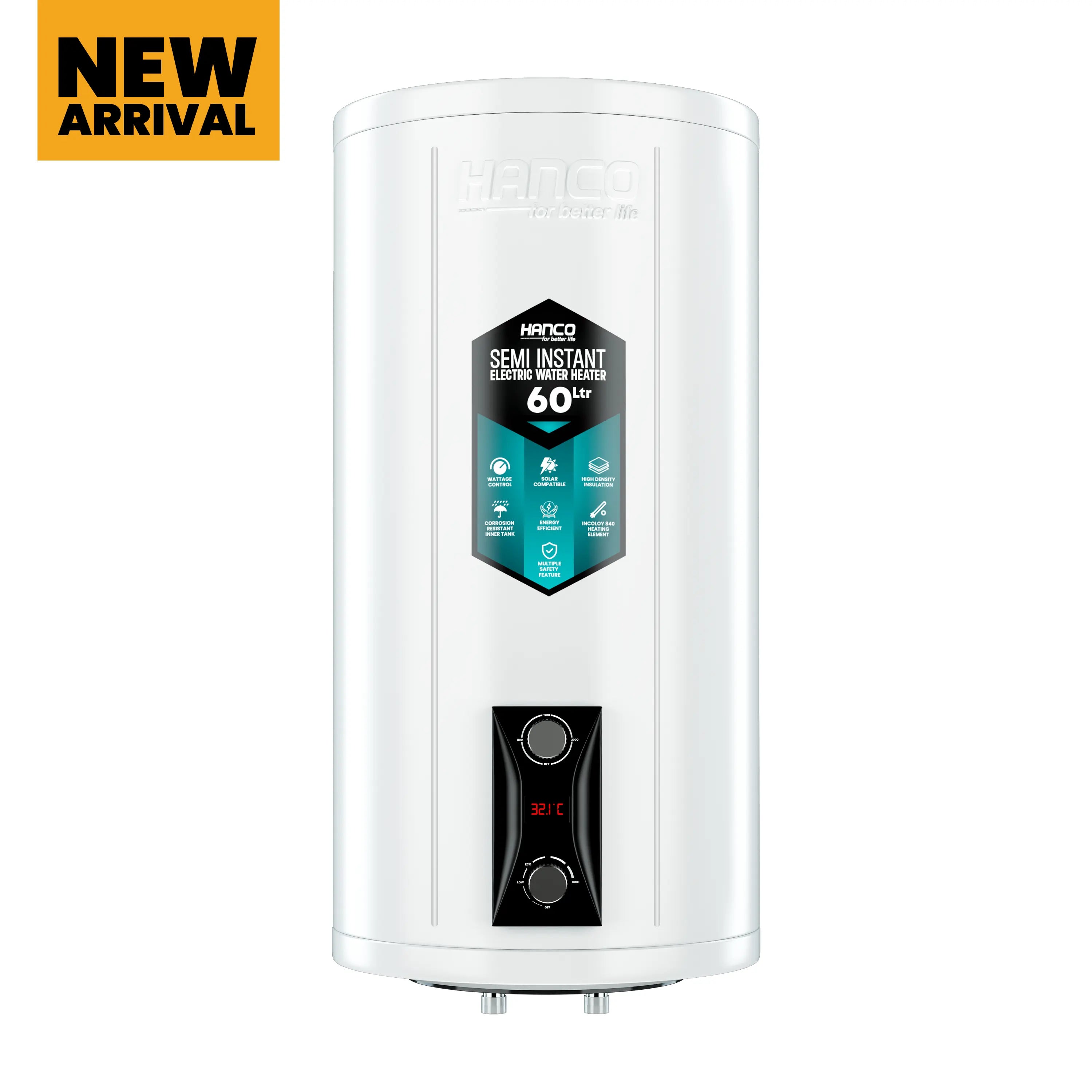 Semi Instant Electric Water Heater Solar Compatible - 60 Liters Body S ...