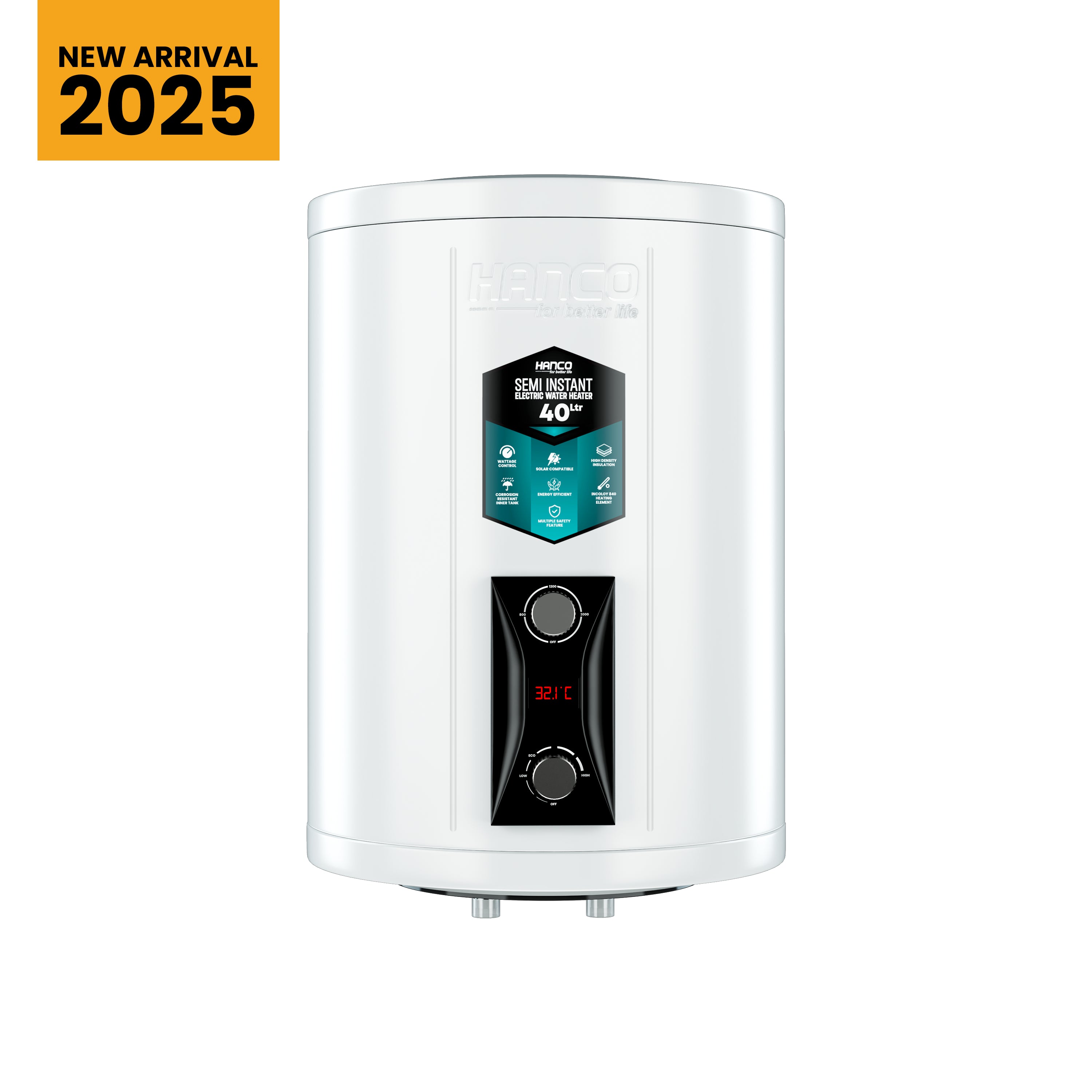 Hanco Semi Instant Electric Water Heater Solar Compatible - 40 Liters Body S ...