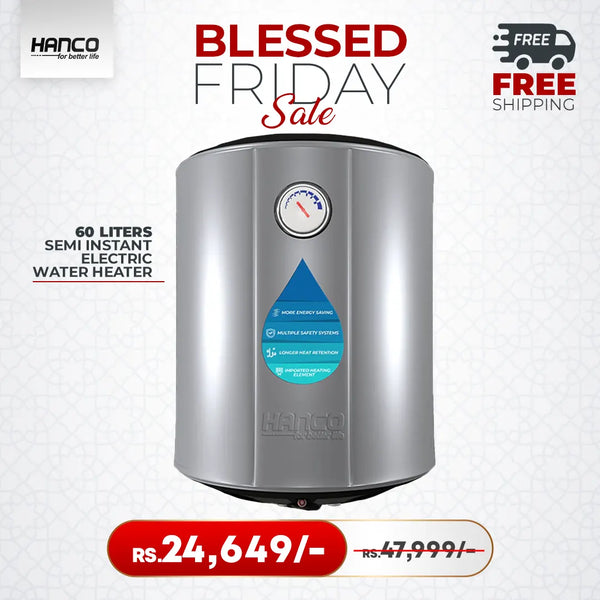 Semi Instant Electric Water Heater - 60 Liters Body Size - Smart Electric Geyser
